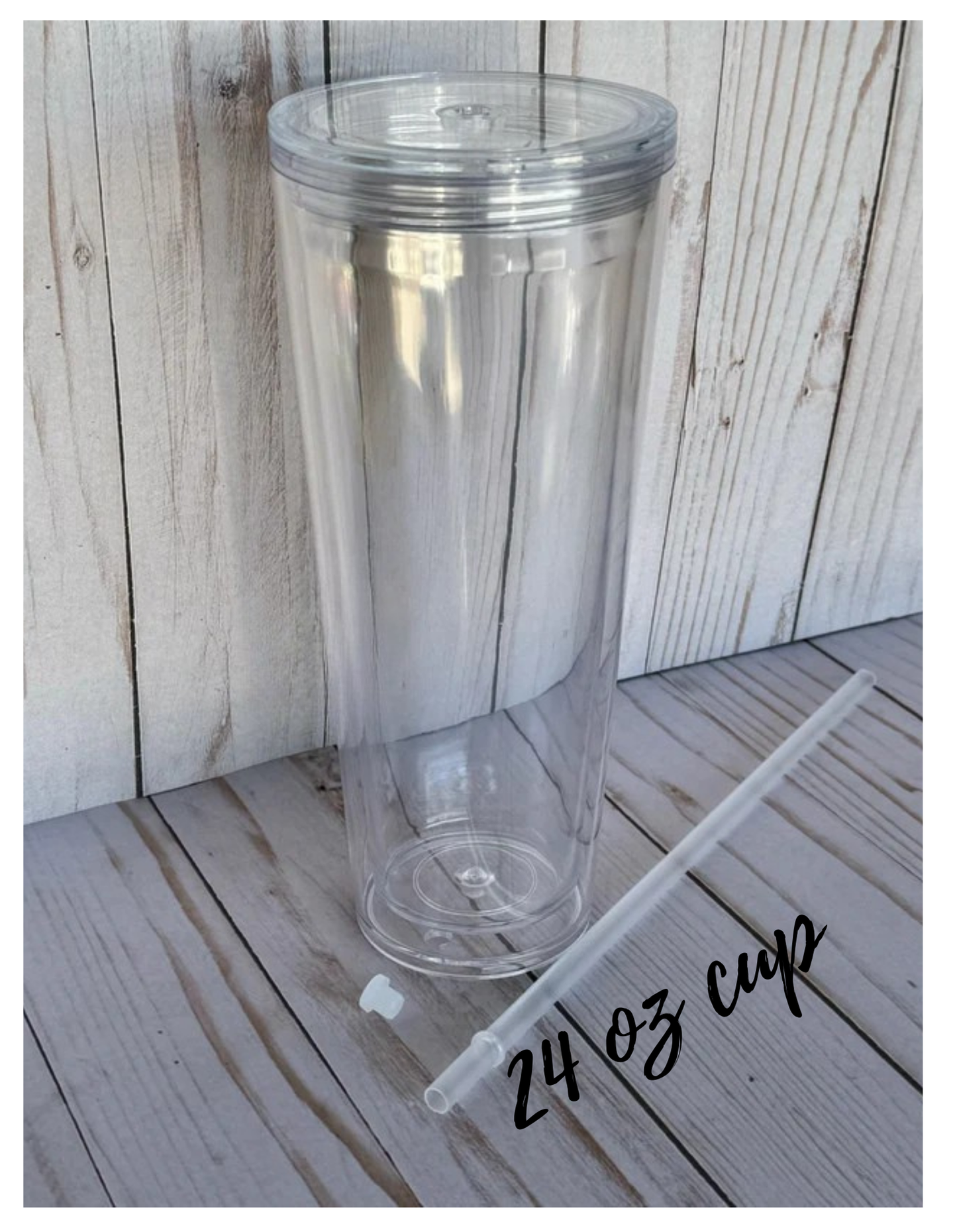 24 oz Custom Snowglobe Cup with Pen & Keychain or Straw Topper