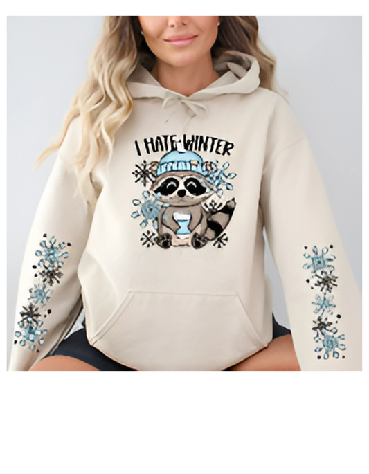 I Hate Winter raccoon with Sleeves - Adult Sizes
